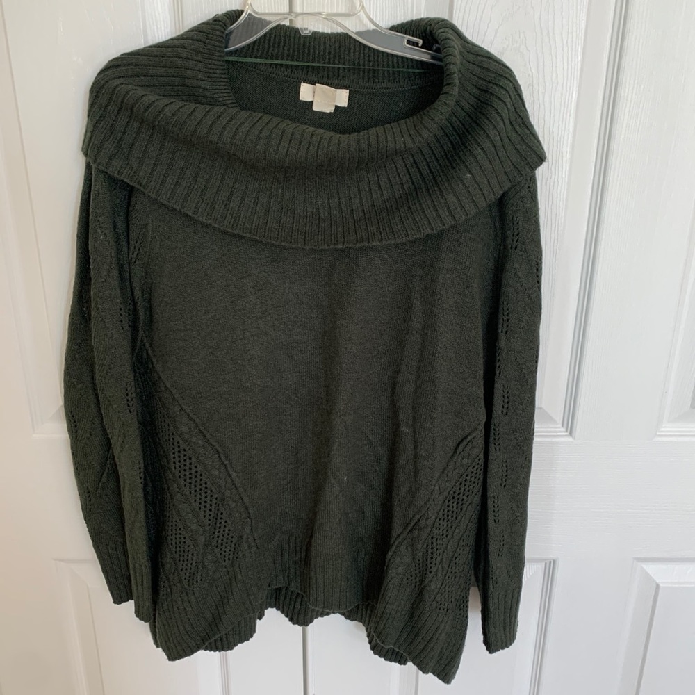 Green off shoulder sweater